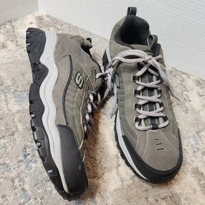 Skechers Sport Men's Lace-Up Sneaker. Grey Leather. Size 13.